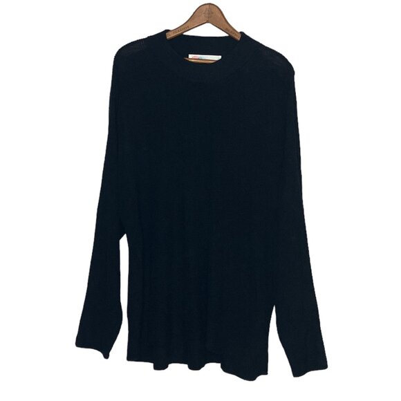 Free People Beach Small S Black Stretch Rib Knit Cotton Blend Mock Neck Sweater - Picture 2 of 5